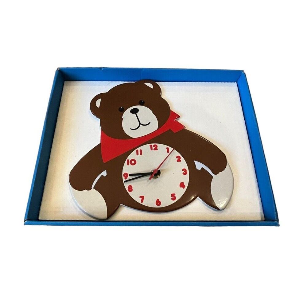 Vintage Small World Greetings Time Wall Clock Teddy Bear Retro 10” Novelty